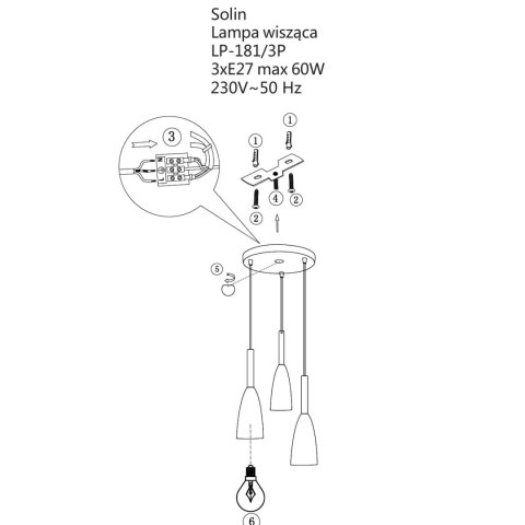 Light Prestige Lampa wisząca Solin 3 złota 3xE27