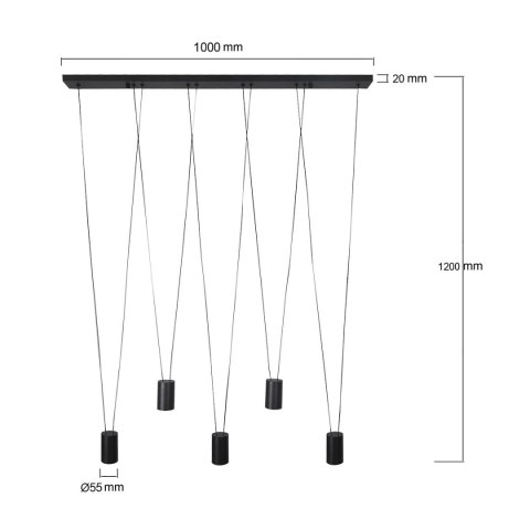 Lampa wisząca Toledo 5xGU10 czarna LP-432/5P BK