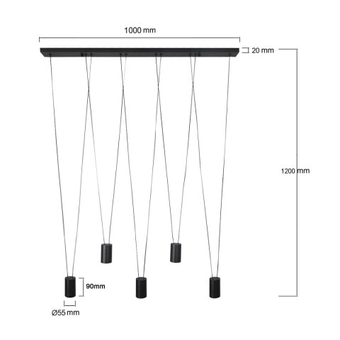 Lampa wisząca Toledo 5xGU10 czarna LP-432/5P BK