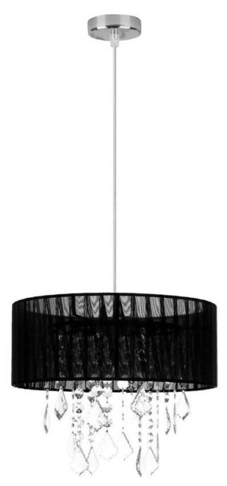 Lampa wisząca czarny abażur organza + kryształy Leda 31-84316