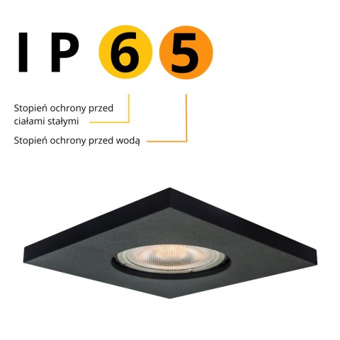 Oczko podtynkowe kwadratowe Lagos czarne IP65 1xGU10 Light Prestige