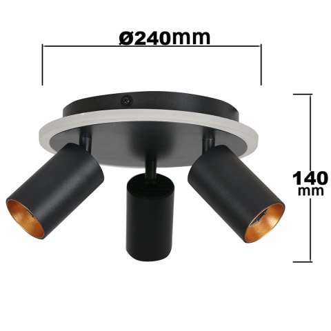 Plafon Parma 3 okrągły czarny 3xGU10 LED CCT Light Prestige