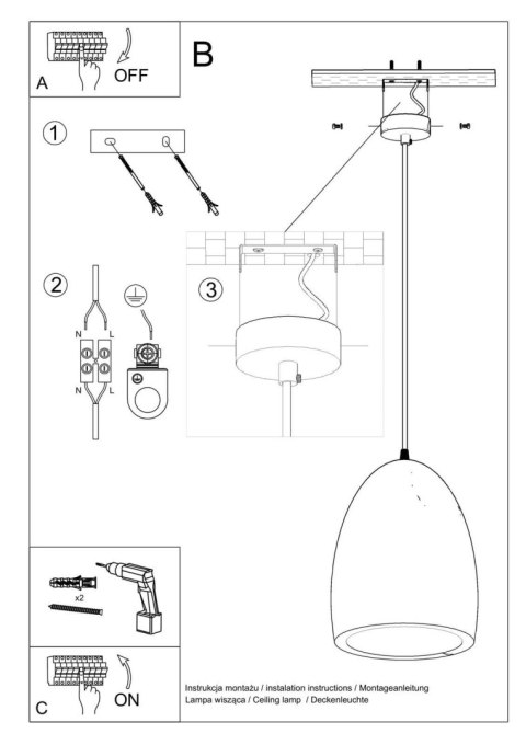 Lampa wisząca ceramiczna BUKANO