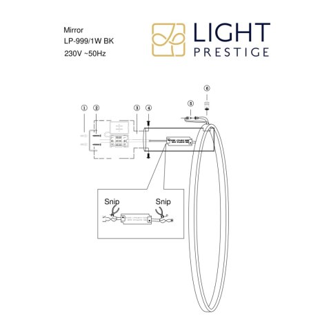 Light Prestige Lampa ścienna Kinkiet Mirror mały 1xLED czarny Light Prestige