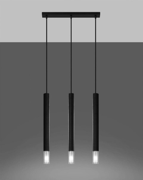 Sollux Lampa wisząca nad Stół Zwis Żyrandol TUBA LED  LOFT WEZYR 3 czarna