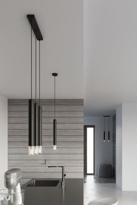 Sollux Lampa wisząca nad Stół Zwis Żyrandol TUBA LED  LOFT WEZYR 3 czarna