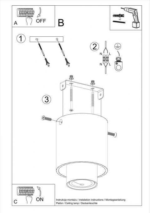 Sollux Lampa Plafon NESI czarny