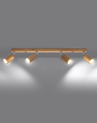 Sollux Lighting Plafon BERG 4 naturalne drewno