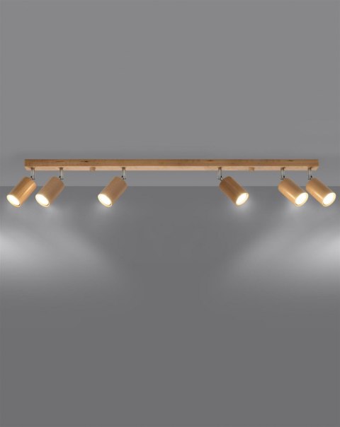 Sollux Lampa Plafon BERG 6 naturalne drewno