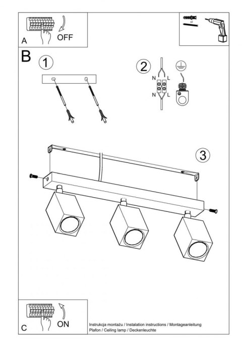 Sollux Lampa Plafon KEKE 3 dąb