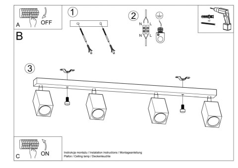Sollux Lampa Plafon KEKE 4 dąb