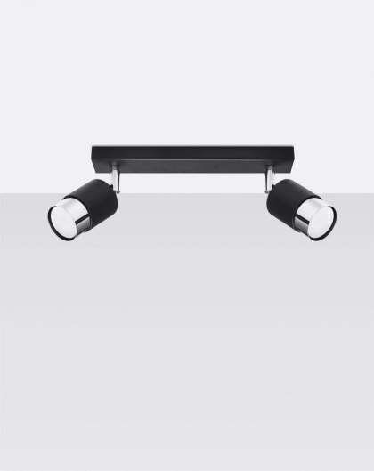 Sollux Lighting Plafon NERO 2 czarny/chrom