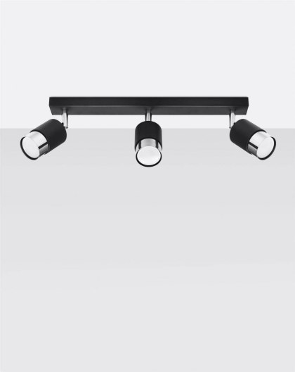 Sollux Lighting Plafon NERO 3 czarny/chrom