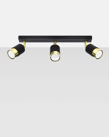 Sollux Lighting Plafon NERO 3 czarny/złoty