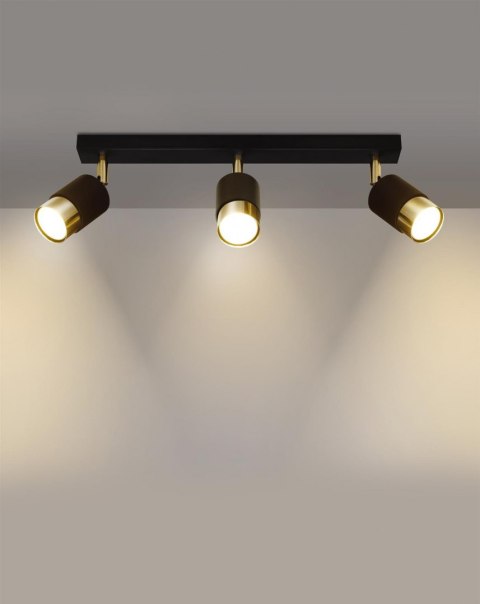 Sollux Lampa Plafon NERO 3 czarny/złoty