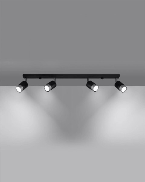 Sollux Lampa Plafon NERO 4 czarny/chrom