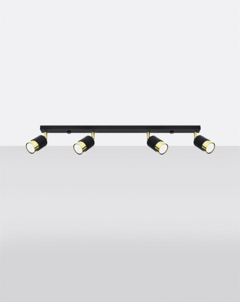 Sollux Lampa Plafon NERO 4 czarny/złoty