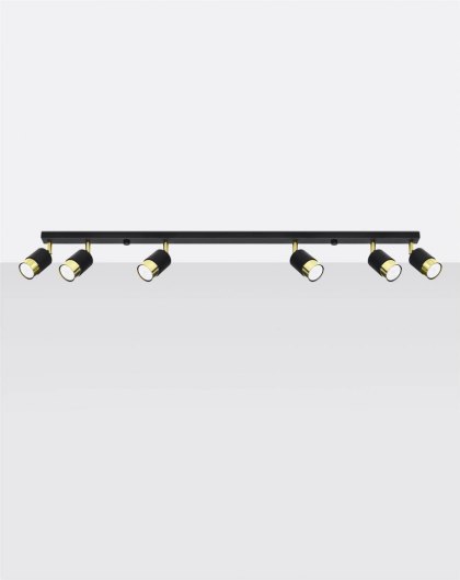 Sollux Lighting Plafon NERO 6 czarny/złoty