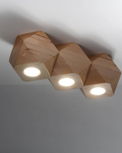 Sollux Lampa Plafon WOODY 3 naturalne drewno