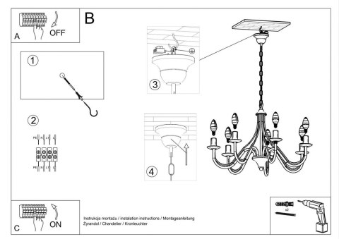 Sollux Lampa Żyrandol MINERWA 7 biały