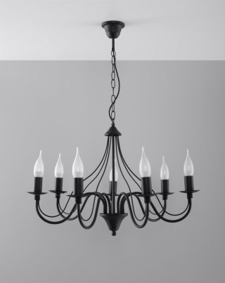 Sollux Lampa Żyrandol MINERWA 7 czarny