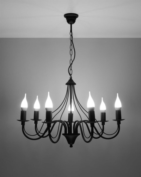 Sollux Lampa Żyrandol MINERWA 7 czarny
