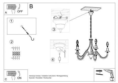 Sollux Lampa Żyrandol MINERWA 7 czarny