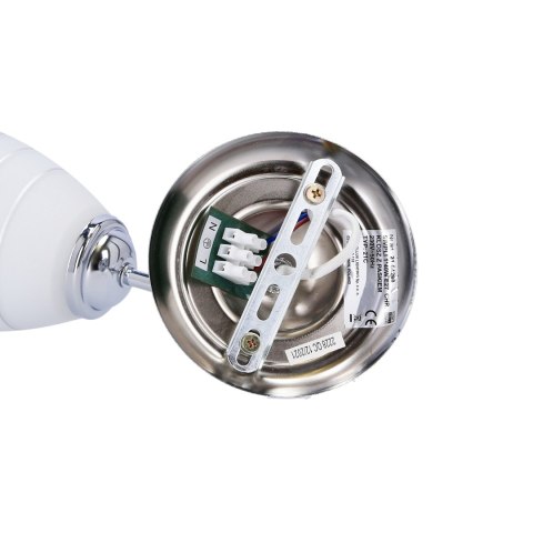 Kinkiet ścienny chromowy z kryształkiem biały klosz Simpli Candellux 21-64288