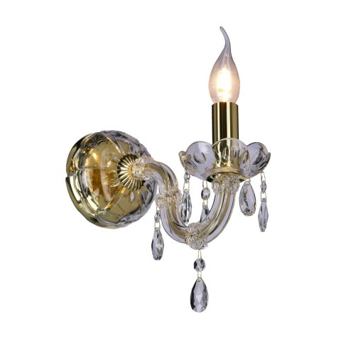 Kinkiet ścienny pojedynczy złoty z kryształkami Maria Teresa Candellux 21-95742