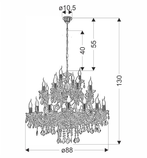 Żyrandol Glamour kryształowy złoty 28xE14 Maria Teresa