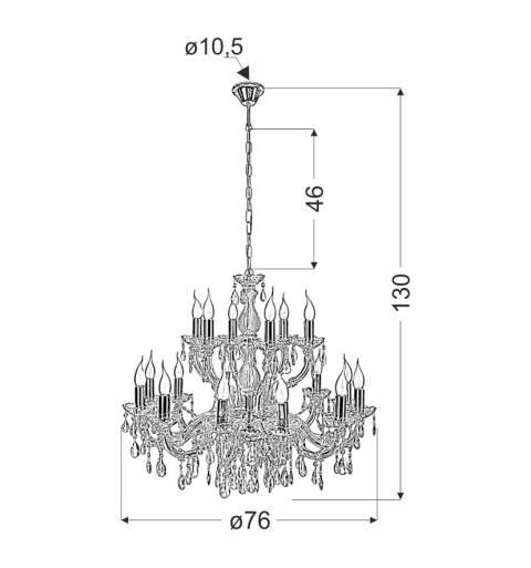 Żyrandol Glamour złoty z kryształkami 18xE14 Maria Teresa