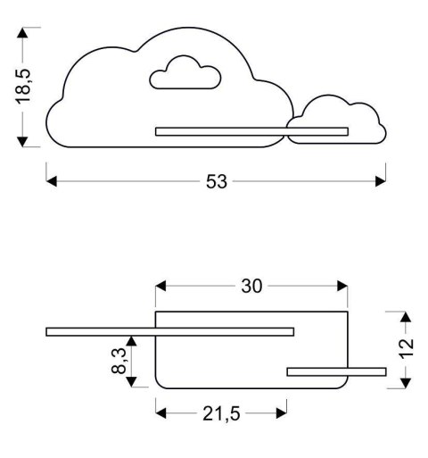 Kinkiet LED 5W dla dziecka biało-różowa chmurka z półką Cloud 21-75703