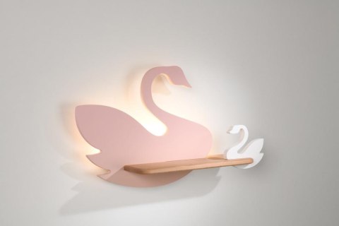 Kinkiet LED 5W dla dziecka różowo-biały łabędź Swan półeczka Candellux kids 21-75598