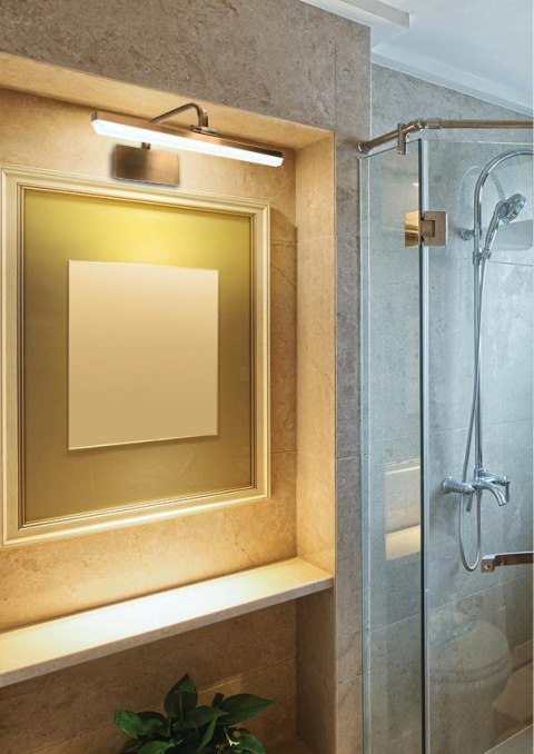 Kinkiet LED 8W patynowy regulowany nad lustro Hang Candellux 21-72894