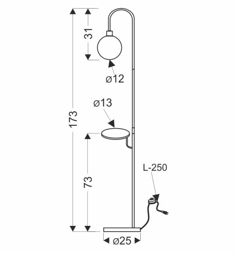 Lampa podłogowa czarna półka 173cm Vanity 51-00057