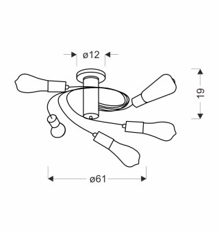 Lampa sufitowa czarna 5xE27 Filetta 35-00835