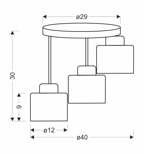 Lampa sufitowa czarna/chrom talerz 3xE27 Wama 33-00446