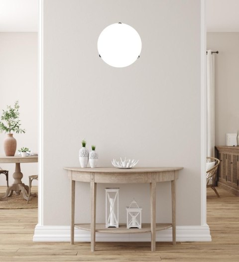 Plafon szklany biały okrągły chrom/satyna 40cm 2xE27 Sara Candellux 14-54695