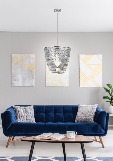 Elba lampa wisząca 1x60w e27 Abażur chromowy