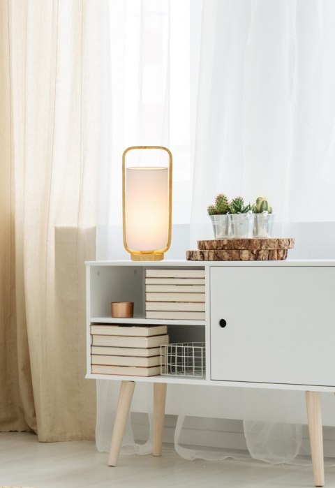 Lampa stołowa isumi ledea 50501044 E27 40w metal, klosz tkanina jasne drewno