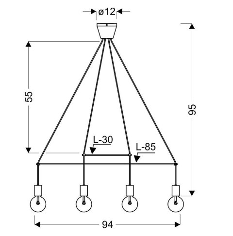 Lampa wisząca czarna mat 4xE27 Alto 34-70913