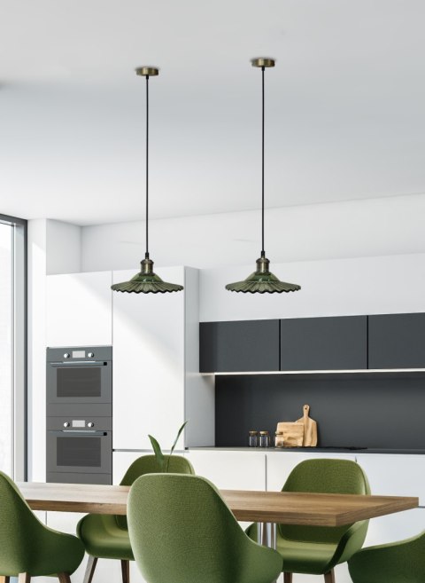 Lampa wisząca szklana zielona/złota Geneva Ledea 50101274