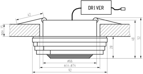 Oprawa stropowa bezbarwna LED 3W szkło kwadrat SS-32 Candellux 2228808