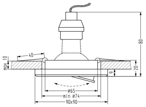 Oprawa stropowa uchylna kwadrat biały LED oczko GU10 SSU-22 Candellux 2263045