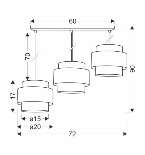 Cork lampa wisząca biały 3x40w e27 abażur biały+beżowy