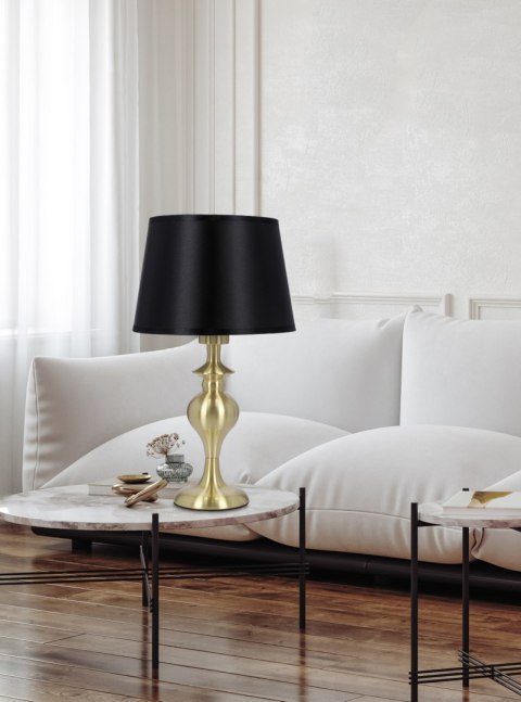 Prima gold lampa gabinetowa złoty satynowy 1x60w E27 abażur czarny