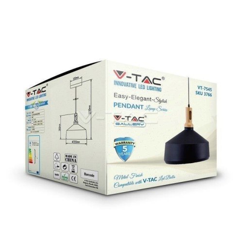 Oprawa Zwieszana V-TAC Czarna fi350 VT-7545-B 5 Lat Gwarancji