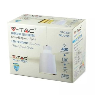Oprawa Zwieszana LED V-TAC 7W (Akryl) Biały 120x190mm VT-7333 3000K 400lm 3 Lata Gwarancji