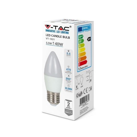 Żarówka LED V-TAC 5,5W E27 Świeczka VT-1821 4000K 470lm