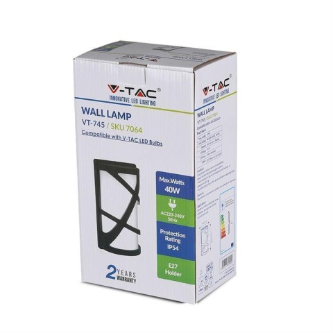 Oprawa Ścienna V-TAC E27 Czarny Mat VT-745